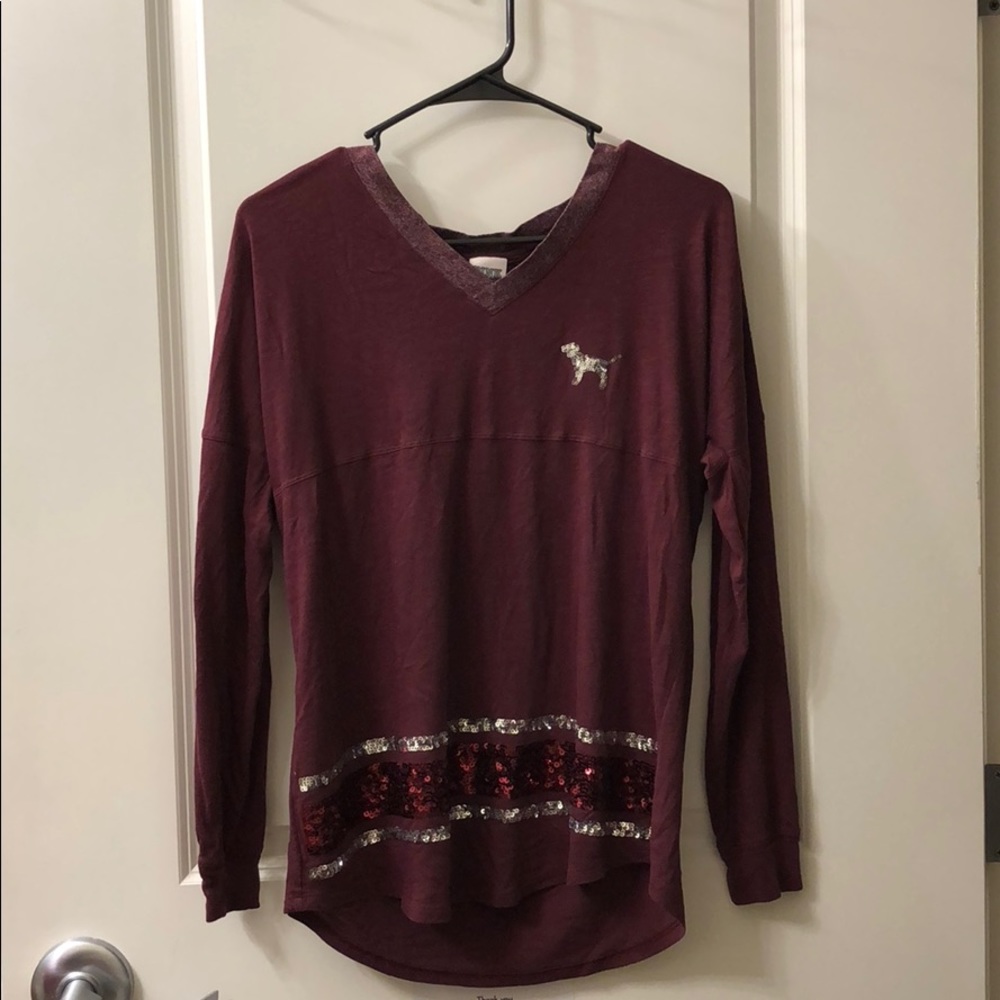 Victoria Secret Pink long sleeve maroon shirt